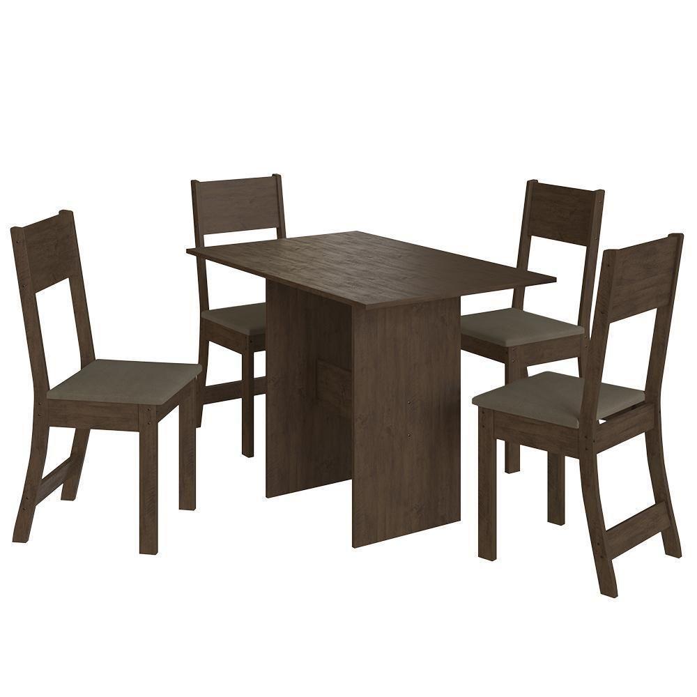 Mesa De Jantar Karla 108x68 Com Tampo Em Mdp E 4 Cadeiras Noce-cacau - Indekés Noce-cacau - 1