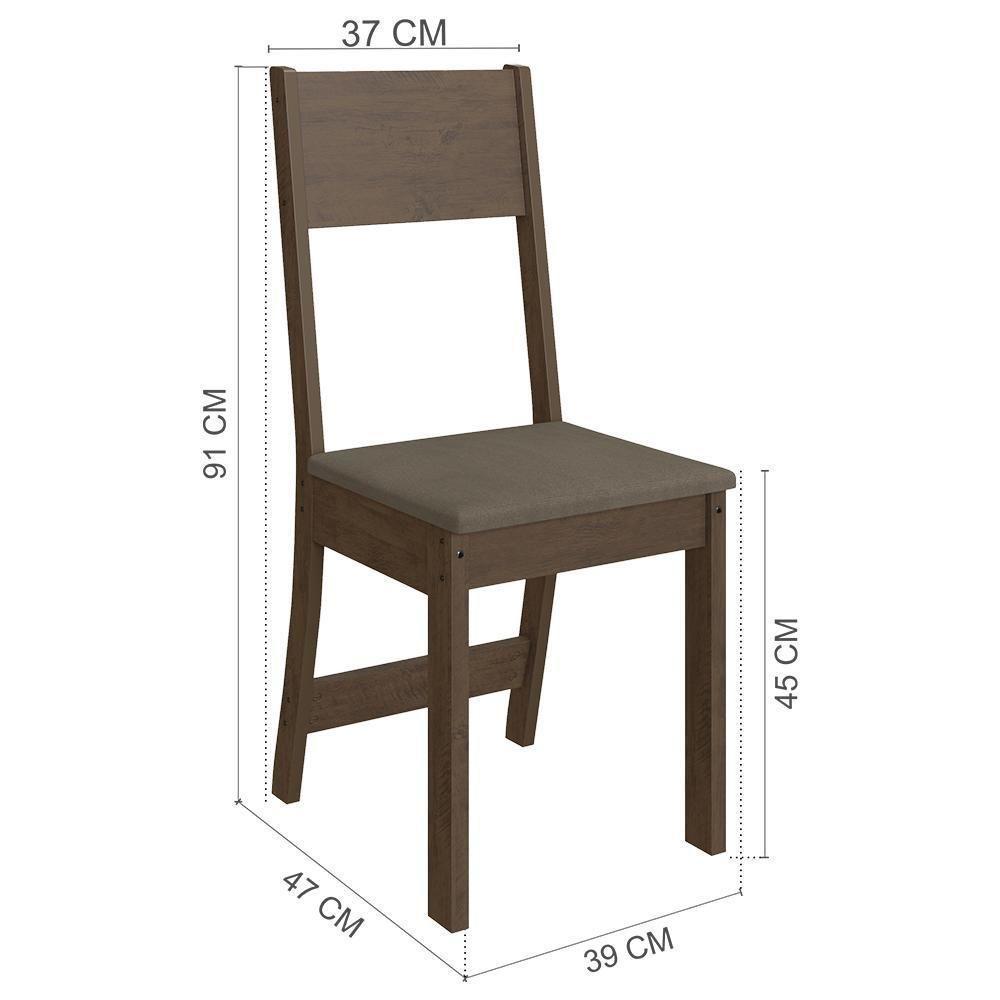 Mesa De Jantar Karla 108x68 Com Tampo Em Mdp E 4 Cadeiras Noce-cacau - Indekés Noce-cacau - 4