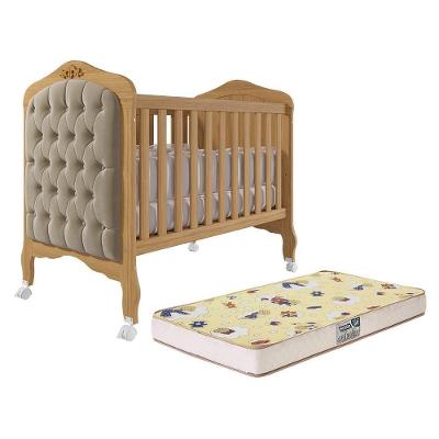 Berço Mini Cama Harmonia Nature-branco Com Capitonê E Colchão Supreme - Permóbili Baby Nature-branco