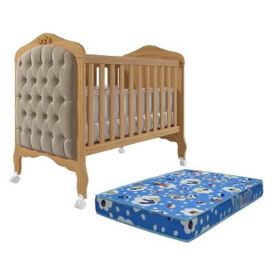 Berço Mini Cama Harmonia Nature-branco Com Capitonê E Colchão Physical - Permóbili Baby Nature-branco