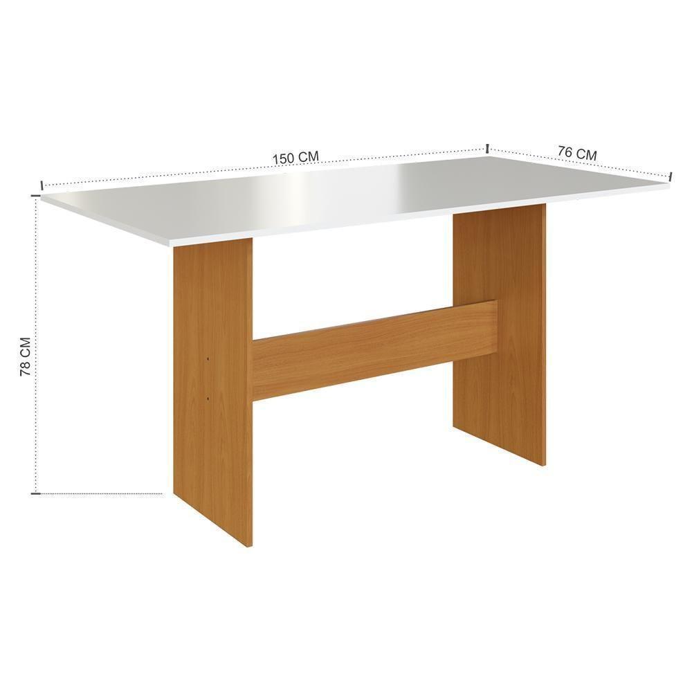 Mesa De Jantar Karla 150x76 Com Tampo Em Mdp E 6 Cadeiras Freijó-off White-preto - Indekés Freijó-off White-preto - 3