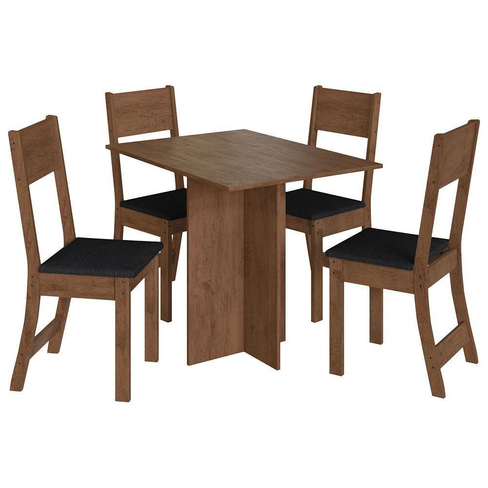 Mesa De Jantar Talita 91,8x68 Com Tampo Em Mdp E 4 Cadeiras Noce-preto - Indekés Noce-preto - 1