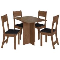 Mesa De Jantar Talita 91,8x68 Com Tampo Em Mdp E 4 Cadeiras Noce-preto - Indekés Noce-preto - 1
