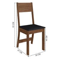 Mesa De Jantar Talita 91,8x68 Com Tampo Em Mdp E 4 Cadeiras Noce-preto - Indekés Noce-preto - 4