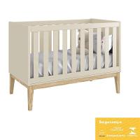 Berço Mini Cama Classic Areia Fosco Pés Madeira Natural Com Colchão D18 - Reller Móveis Areia Fosco - 7