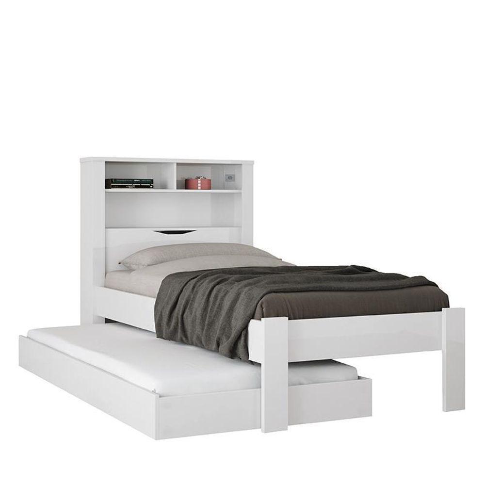 Bicama Solteiro Invicta Com Baú Branco - Pr Móveis Branco - 1