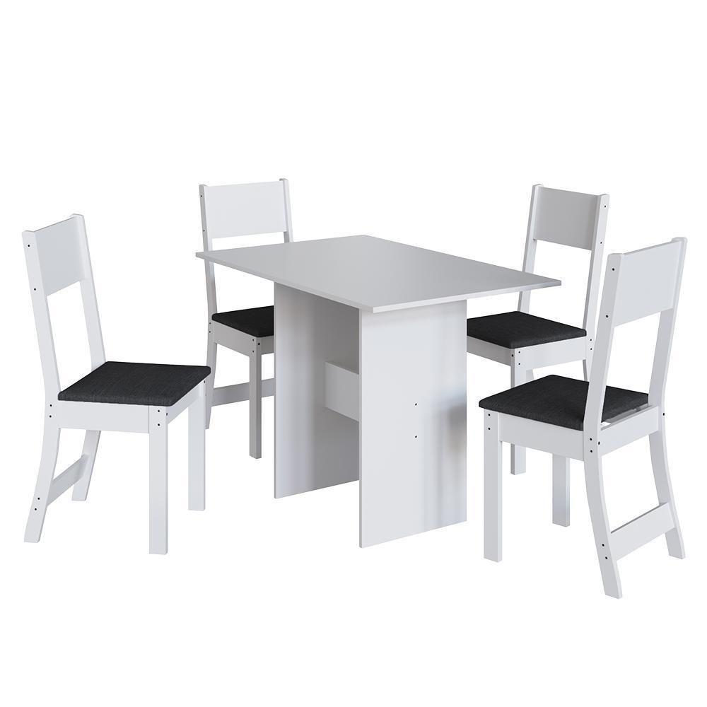 Mesa De Jantar Karla 108x68 Com Tampo Em Mdp E 4 Cadeiras Branco-preto - Indekés Branco-preto - 1