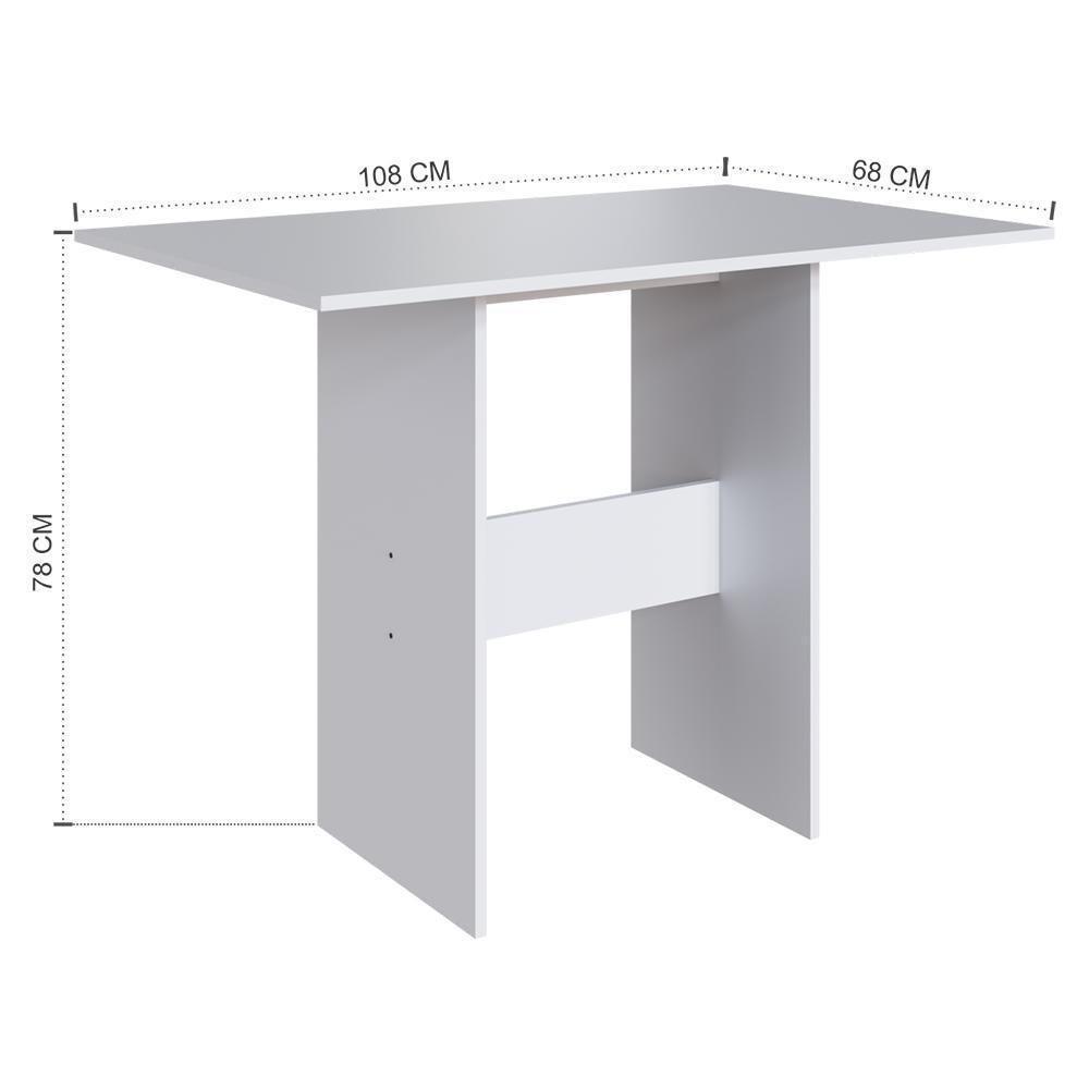 Mesa De Jantar Karla 108x68 Com Tampo Em Mdp E 4 Cadeiras Branco-preto - Indekés Branco-preto - 3