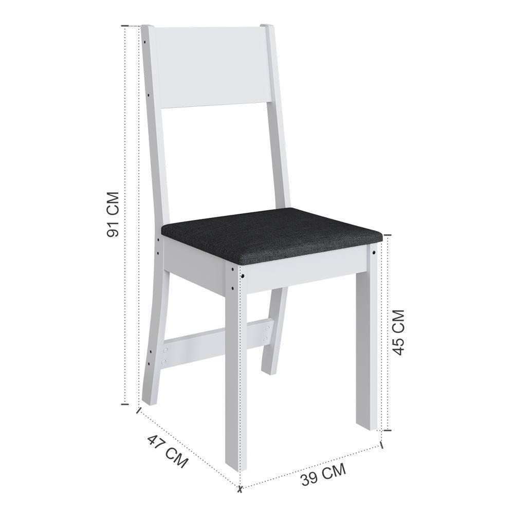 Mesa De Jantar Karla 108x68 Com Tampo Em Mdp E 4 Cadeiras Branco-preto - Indekés Branco-preto - 4