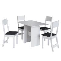 Mesa De Jantar Karla 108x68 Com Tampo Em Mdp E 4 Cadeiras Branco-preto - Indekés Branco-preto - 1