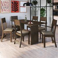 Mesa De Jantar Karla 150x76 Com Tampo Em Mdp E 6 Cadeiras Noce-cacau - Indekés Noce-cacau - 2