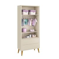 Dormitório Theo 2 Portas, Cômoda 6 Gavetas, Berço Areia Fosco Com Pés Amadeirado E Colchão - Reller Móveis Areia Fosco - 2