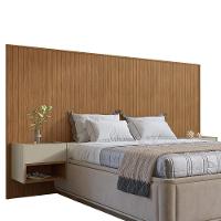 Cabeceira Florença Para Cama De Casal E Queen Com 2 Mesas De Apoio Cedro-off White - Casa D Cedro-off White - 1