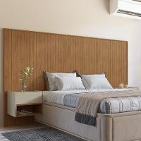 Cabeceira Florença Para Cama De Casal E Queen Com 2 Mesas De Apoio Cedro-off White - Casa D Cedro-off White - 2