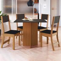 Mesa De Jantar Talita 91,8x68 Com Tampo Em Mdp E 4 Cadeiras Freijó-chumbo-preto - Indekés Freijó-chumbo - 2