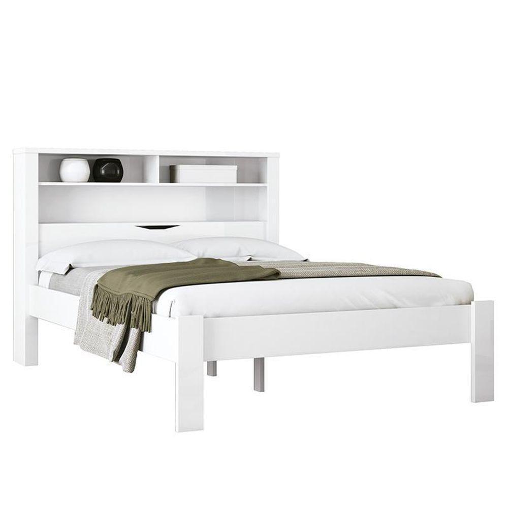 Cama Casal Invicta Com Baú Branco - Pr Móveis Branco - 1