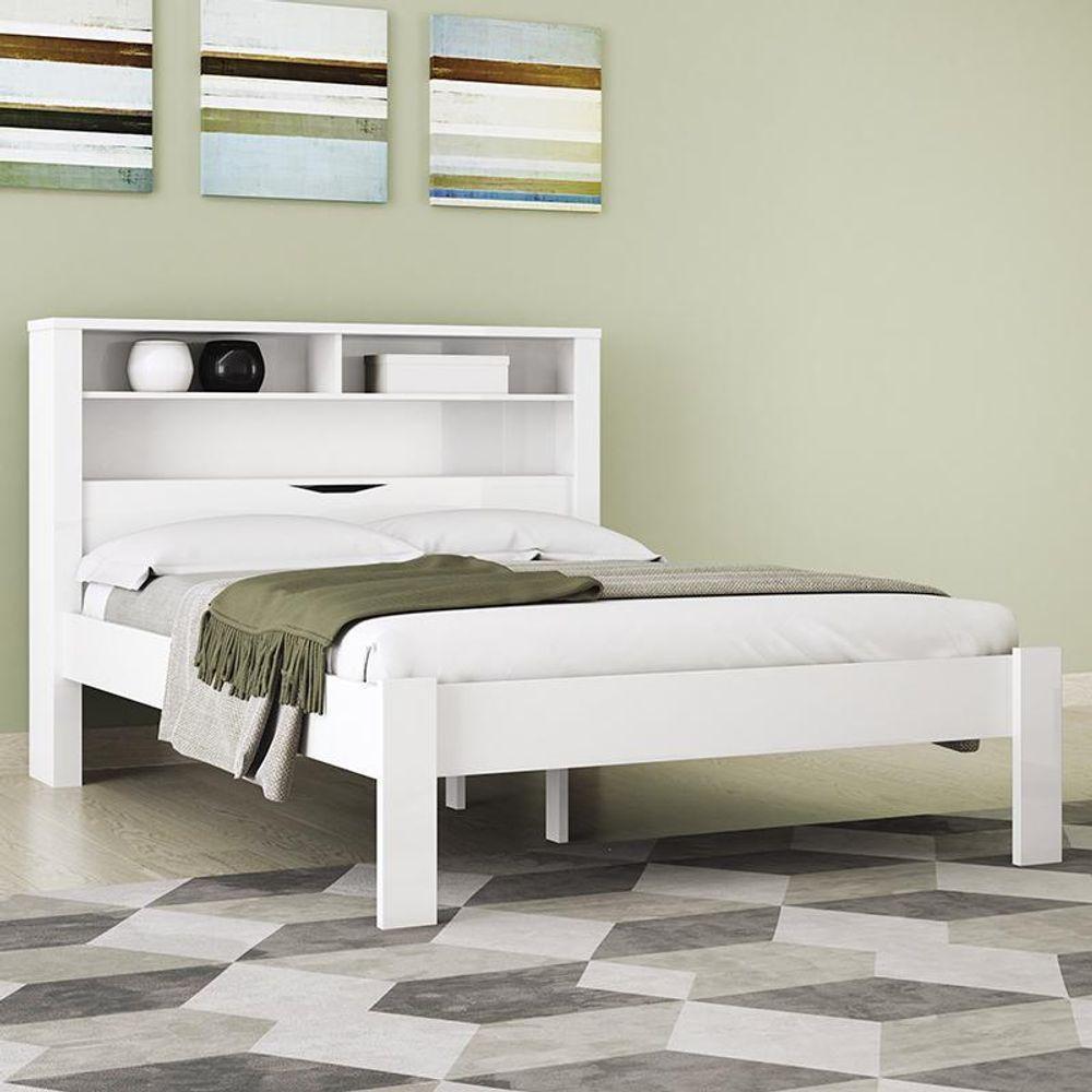 Cama Casal Invicta Com Baú Branco - Pr Móveis Branco - 2