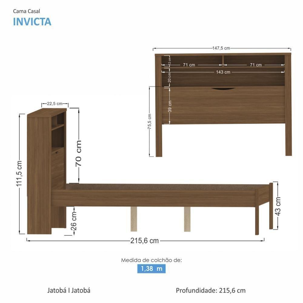 Cama Casal Invicta Com Baú Jatobá - Pr Móveis Jatobá - 3