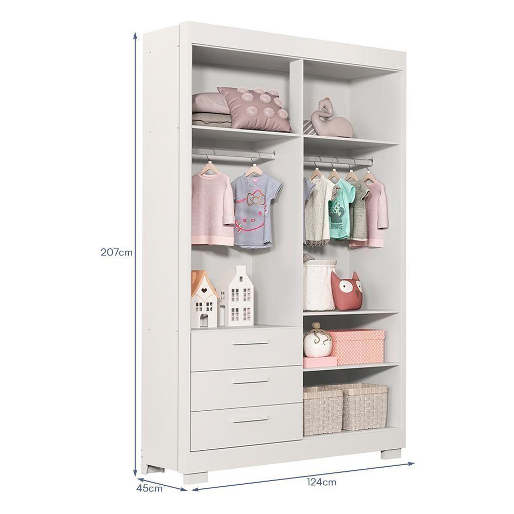 Dormitório Infantil Zaki Guarda Roupa, Cômoda E Berço Mini Cama Danny Branco Fosco - Reller Móveis Branco Fosco - 3