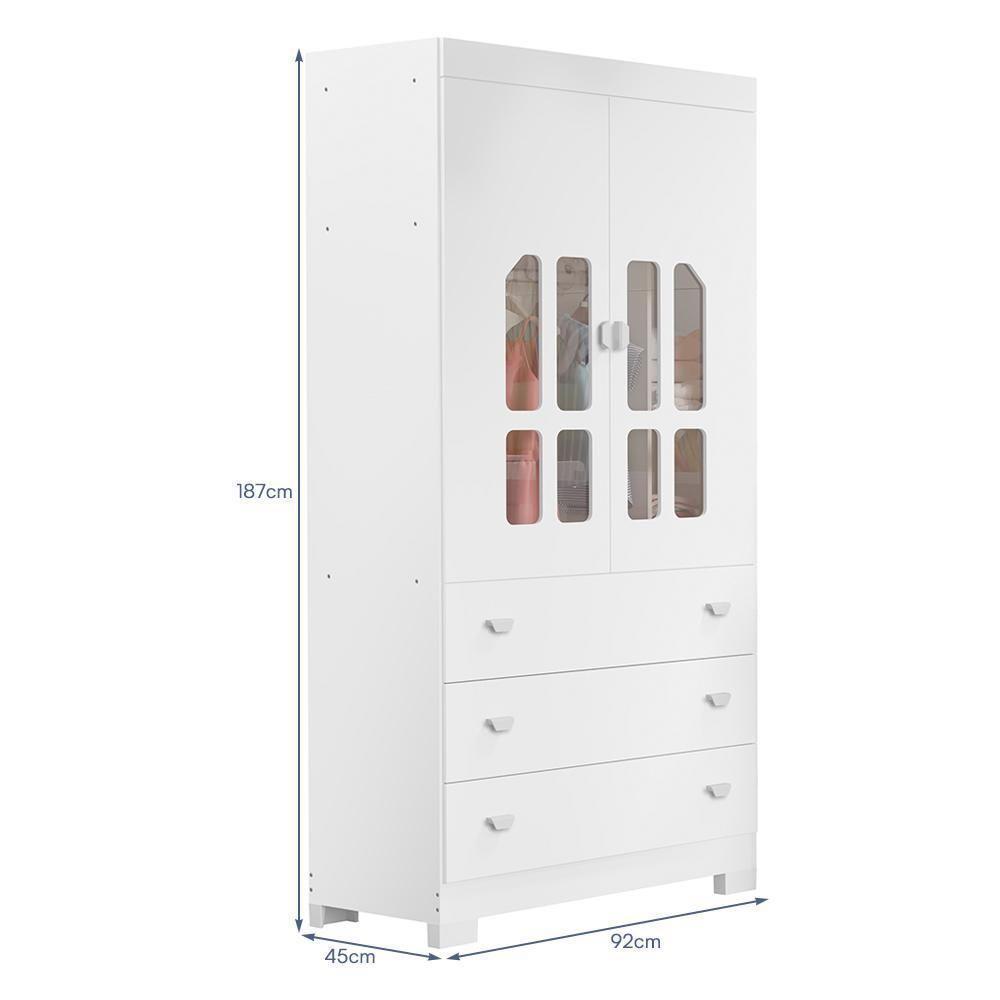 Dormitório Infantil New Katatau Guarda Roupa, Cômoda E Berço Mini Cama Branco Fosco - Reller Móveis Branco Fosco - 4