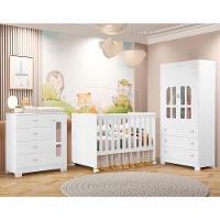 Dormitório Infantil New Katatau Guarda Roupa, Cômoda E Berço Mini Cama Branco Fosco - Reller Móveis Branco Fosco - 2