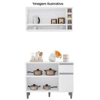 Balcão De Cozinha E Armário Aéreo Vanessa 105 Cm Cinza Ajl