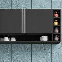 Balcão De Cozinha E Armário Aéreo Vanessa 105 Cm Cinza Ajl - 5