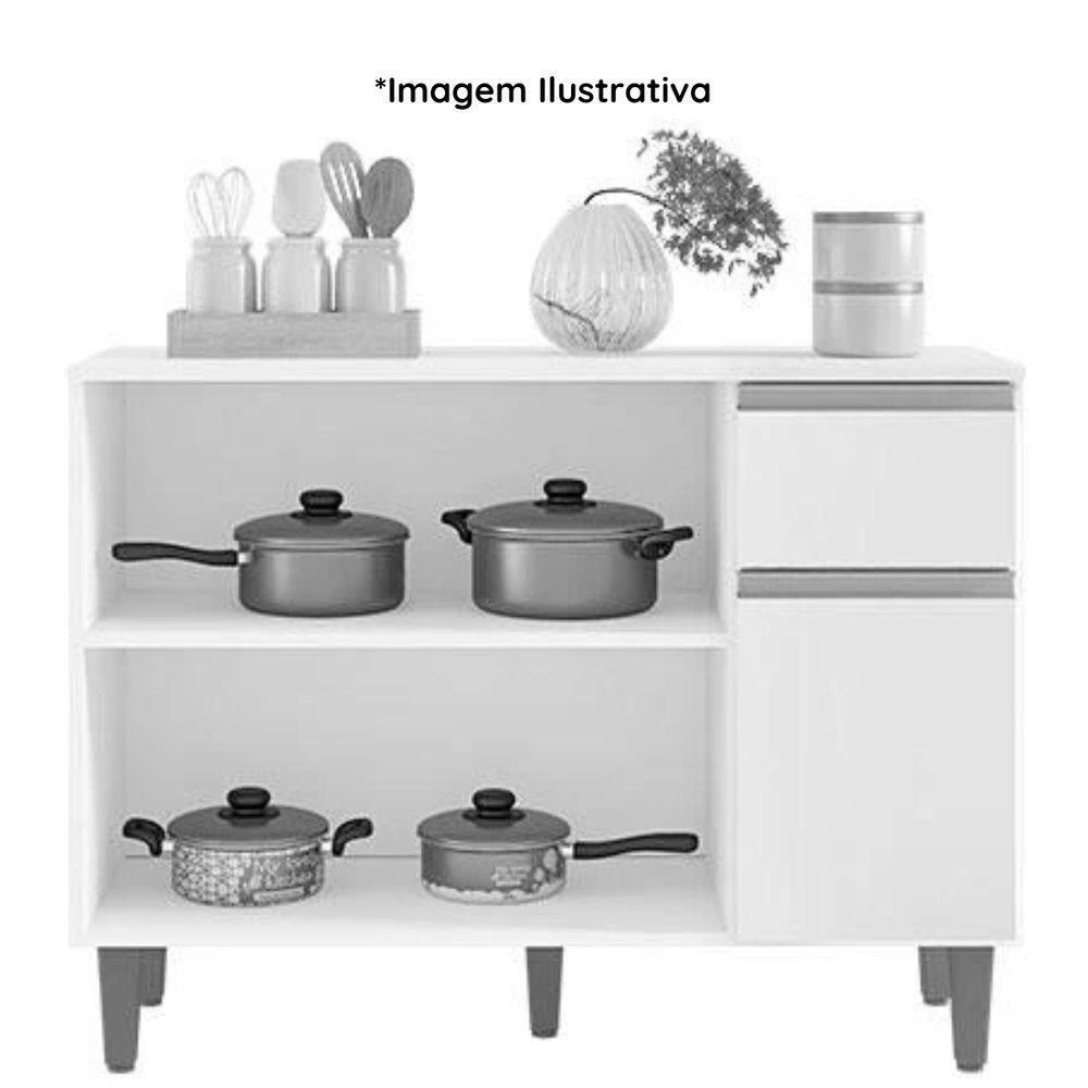 Balcão Com Tampo Vanessa 3 Portas 105 Cm Amendoa Branco Ajl - 2