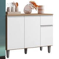 Balcão Com Tampo Vanessa 3 Portas 105 Cm Amendoa Branco Ajl - 1