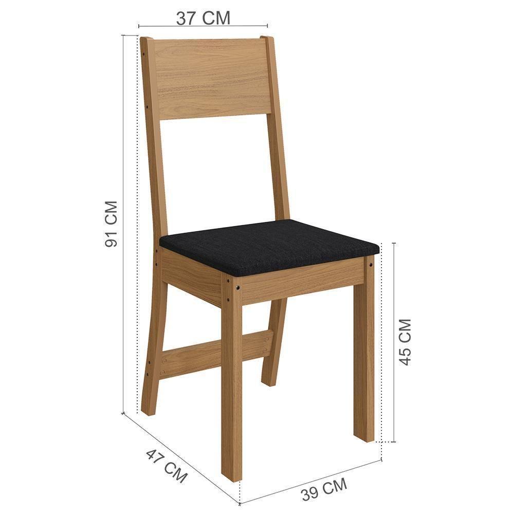 Mesa De Jantar Karla 108x68 Com Tampo Em Mdp E 4 Cadeiras Freijó-off White-preto - Indekés Freijó-off White-preto - 4