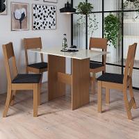 Mesa De Jantar Karla 108x68 Com Tampo Em Mdp E 4 Cadeiras Freijó-off White-preto - Indekés Freijó-off White-preto - 2