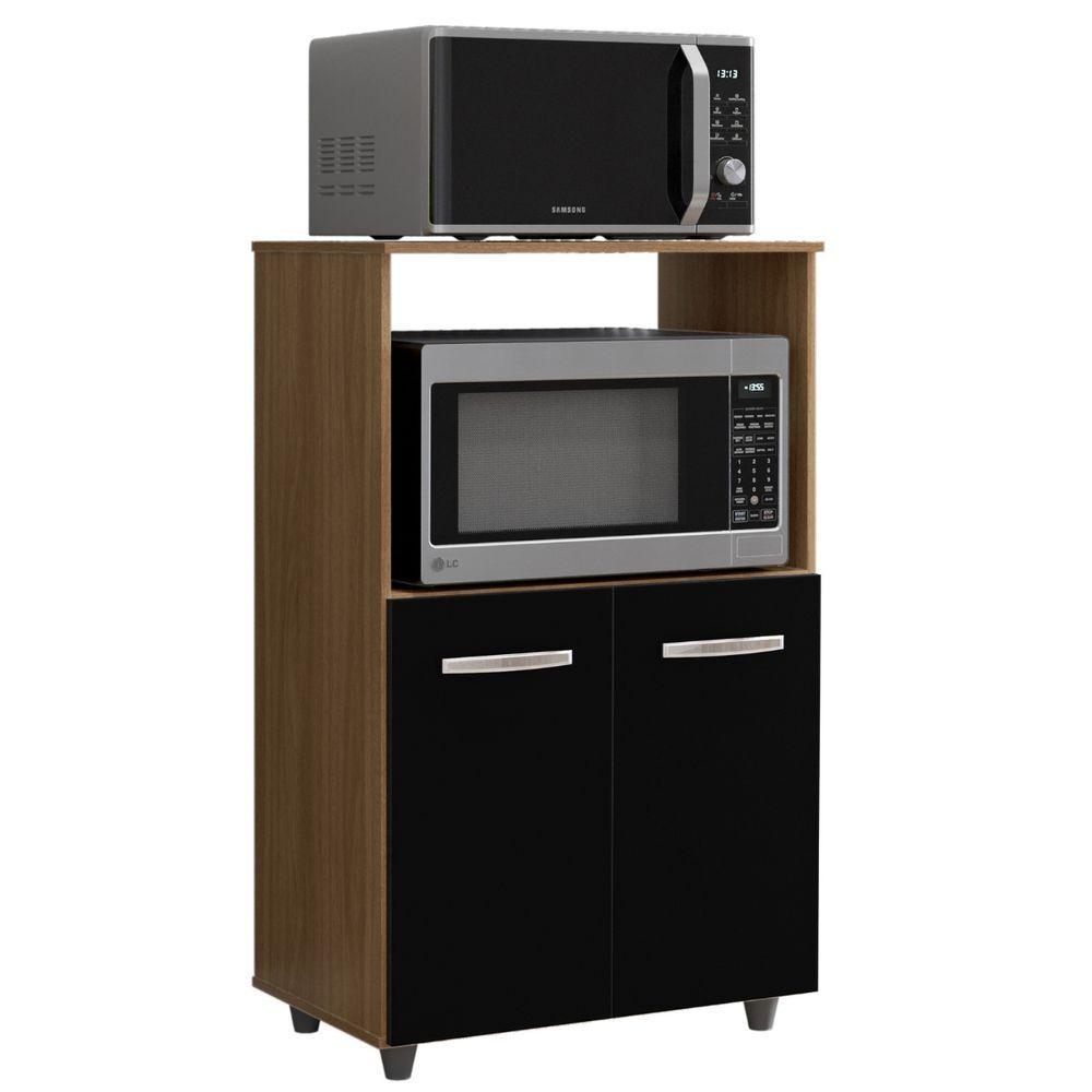 Balcão Multiuso Para Cozinha Tais 2 Portas Savana Preto Moblis - 1