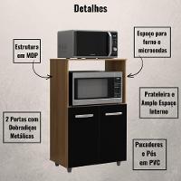 Balcão Multiuso Para Cozinha Tais 2 Portas Savana Preto Moblis - 3