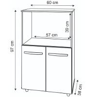 Balcão Multiuso Para Cozinha Tais 2 Portas Savana Preto Moblis