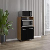 Balcão Multiuso Para Cozinha Tais 2 Portas Savana Preto Moblis - 6