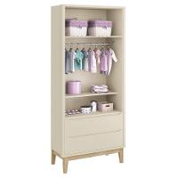 Jogo De Quarto Classic Guarda Roupa 2 Portas E Berço Areia Fosco Com Pés Madeira Natural - Reller Móveis Areia Fosco - 2