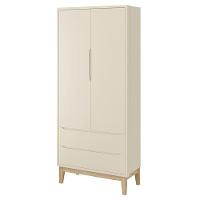 Jogo De Quarto Classic Guarda Roupa 2 Portas E Berço Areia Fosco Com Pés Madeira Natural - Reller Móveis Areia Fosco
