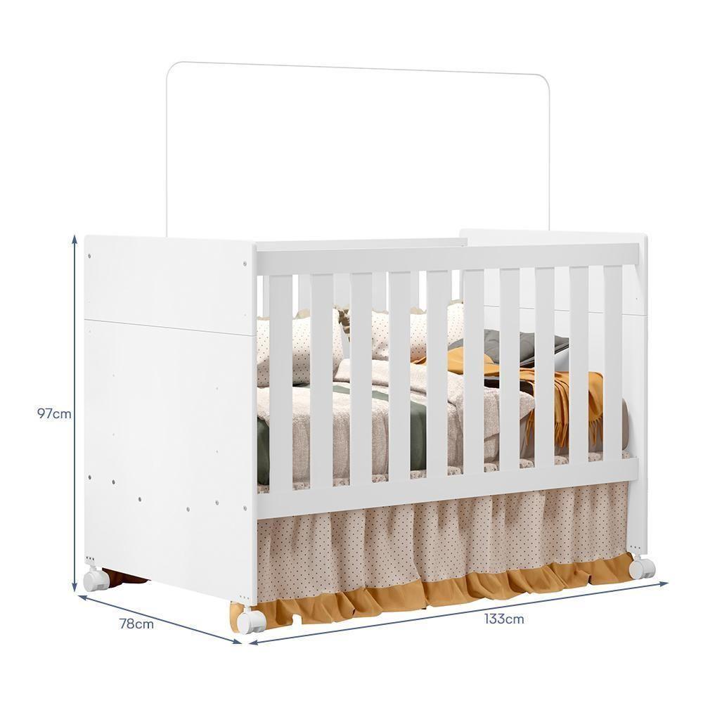 Jogo De Quarto Infantil New Katatau Guarda Roupa E Berço Mini Cama Branco Fosco - Reller Móveis Branco Fosco - 7