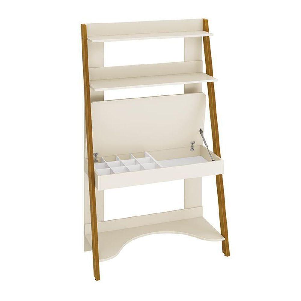 Estante Escrivaninha Simba Areia Fosco Com Pés Amadeirado - Reller Móveis Areia Fosco - 3