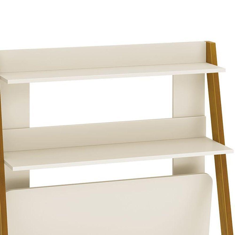 Estante Escrivaninha Simba Areia Fosco Com Pés Amadeirado - Reller Móveis Areia Fosco - 4