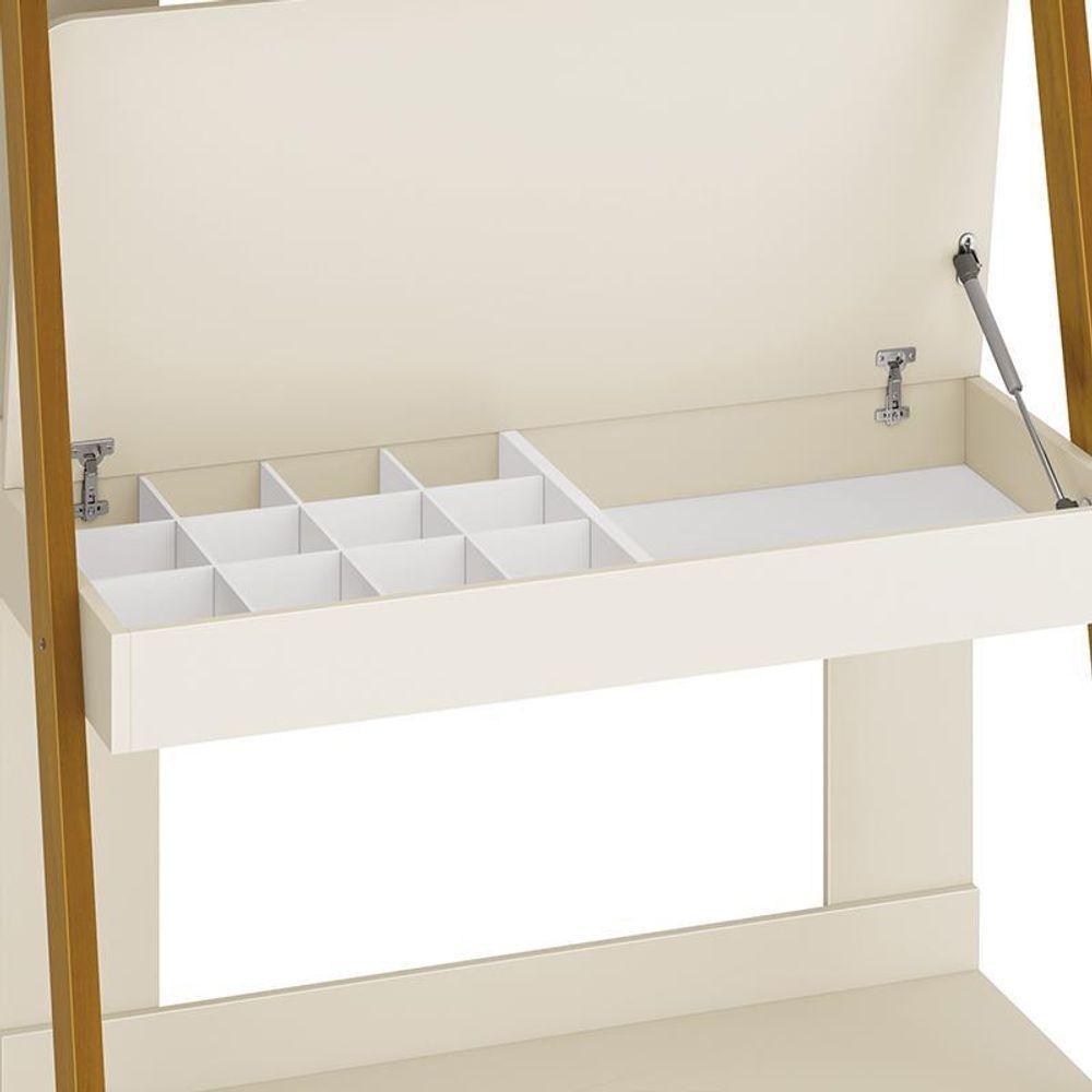 Estante Escrivaninha Simba Areia Fosco Com Pés Amadeirado - Reller Móveis Areia Fosco - 5