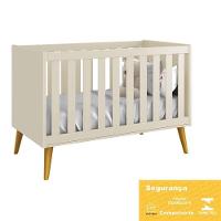 Dormitório Theo 3 Portas, Cômoda 6 Gavetas, Berço Areia Fosco Com Pés Amadeirado E Colchão - Reller Móveis Areia Fosco - 5