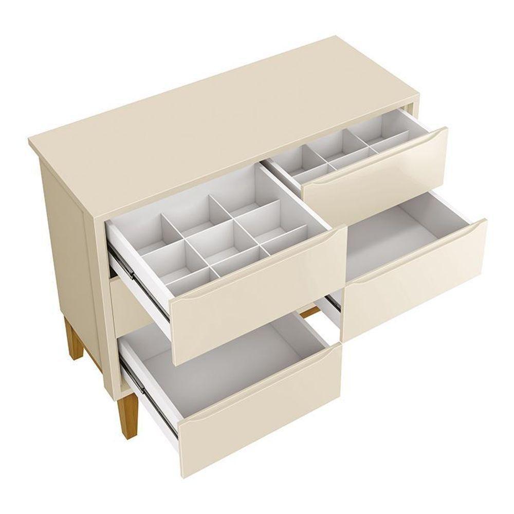 Jogo De Quarto Infantil Classic Cômoda 6 Gavetas E Berço Areia Fosco Com Pés Madeira Natural - Reller Móveis Areia Fosco - 3
