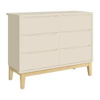 Jogo De Quarto Infantil Classic Cômoda 6 Gavetas E Berço Areia Fosco Com Pés Madeira Natural - Reller Móveis Areia Fosco - 2