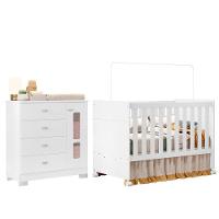 Jogo De Quarto Infantil New Katatau Cômoda E Berço Mini Cama Branco Fosco - Reller Móveis Branco Fosco - 1