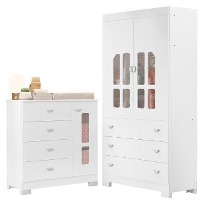 Jogo De Quarto Infantil New Katatau Guarda Roupa E Cômoda Branco Brilho - Reller Móveis Branco Brilho