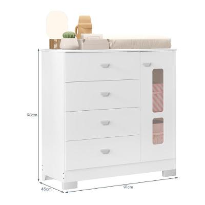 Jogo de Quarto Infantil New Katatau Guarda Roupa 2 Portas 3 Gavetas Cômoda 1 Porta 4 Gavetas MDF 92