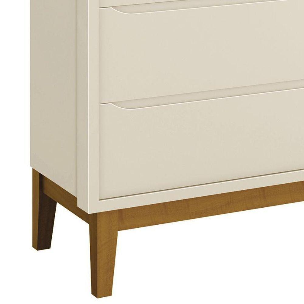Jogo De Quarto Infantil Cômoda 3 Gavetas E Berço Classic Areia Fosco Com Pés Amadeirado - Reller Móveis Areia Fosco - 5