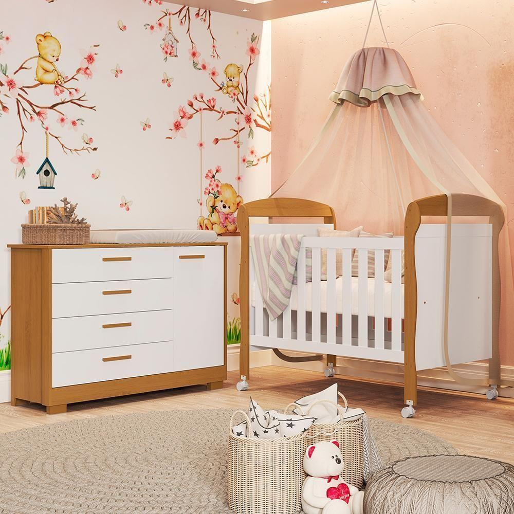Jogo De Quarto Infantil Cômoda Zaki E Berço Mini Cama Danny Branco Fosco-savana - Reller Móveis Branco Fosco-savana - 2