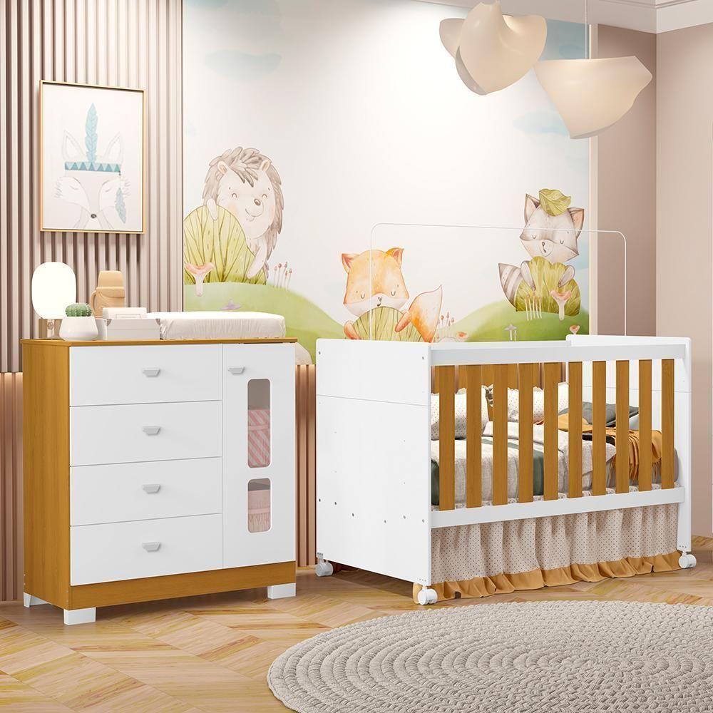Jogo De Quarto Infantil New Katatau Cômoda E Berço Mini Cama Branco Fosco-savana - Reller Móveis Branco Fosco-savana - 2